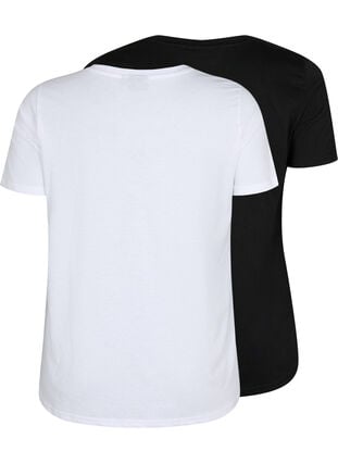 T-skjorte med V-hals, 2 stk, Bright White / Black, Packshot image number 1