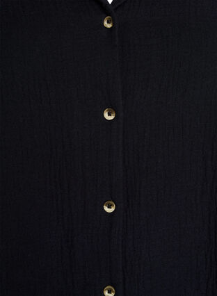 Zizzi Kortermet skjorte i bomullsmusselin, Svart, Packshot image number 2