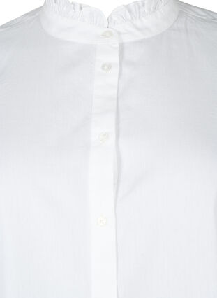 Skjortebluse med volang krage og heklet bånd, Bright White, Packshot image number 2