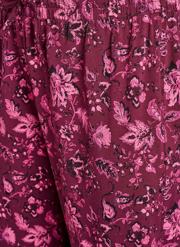 Bomull Pyjamas bukser med utskrift, Mørk Bordeaux, Packshot image number 2
