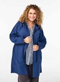 FLASH - Vannavstøtende parkas med hette, Blå FLASH - Vannavstøtende parkas med hette, Blå, Model