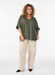 Viskosebluse med heklet kant og knapper, Gr&oslash;nn, Model image number 1