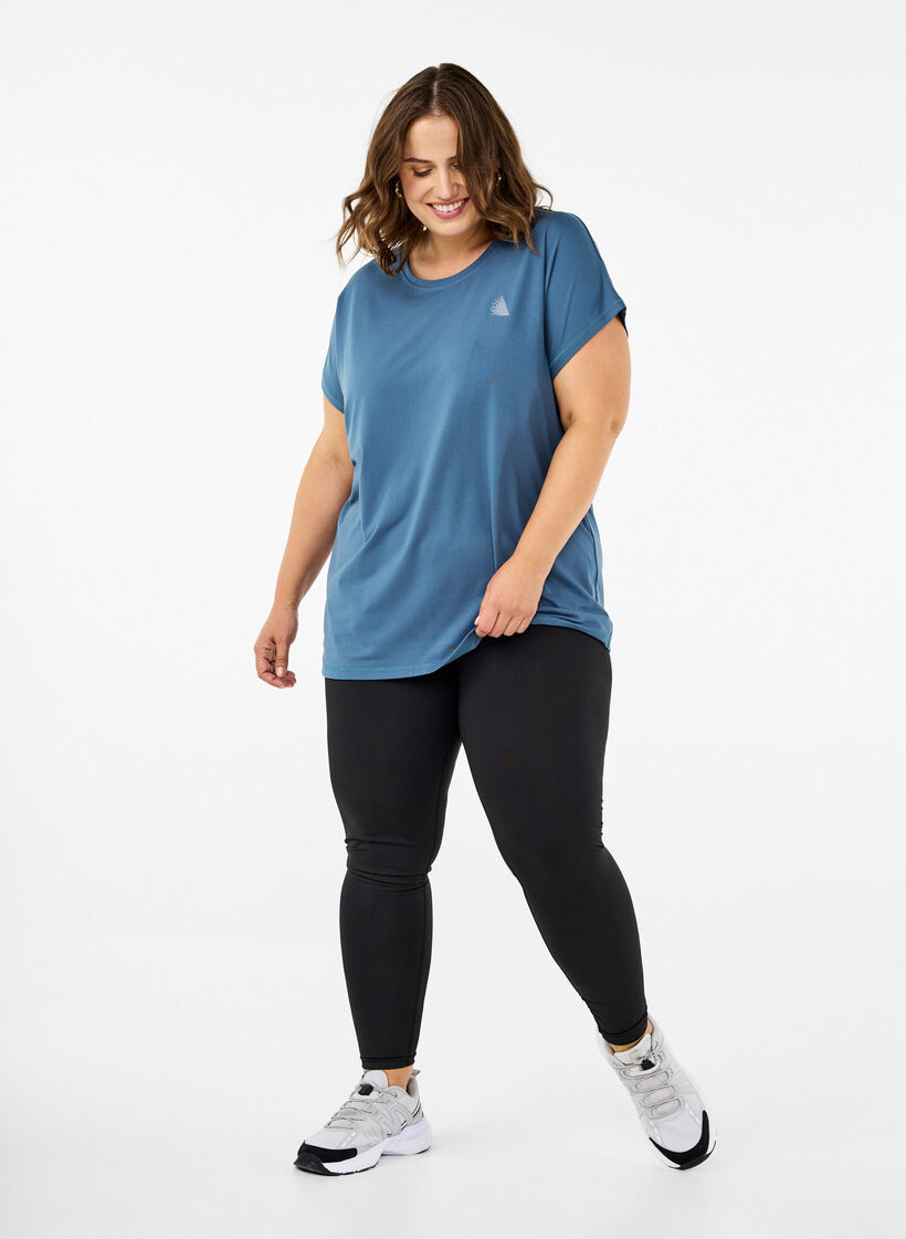 Ensfarget trenings-T-skjorte, Blå, Model image number 1