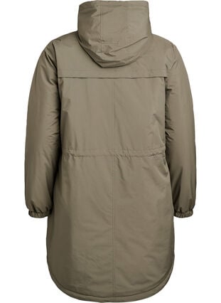 Zizzi Lett polstret parka med hette, Grønn, Packshot image number 1