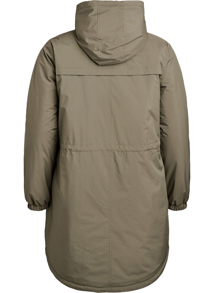 Lett polstret parka med hette, Grønn, Packshot image number 1