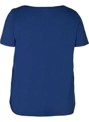Kortermet T-skjorte med rund hals og blondekant, Twilight Blue, Packshot image number 1