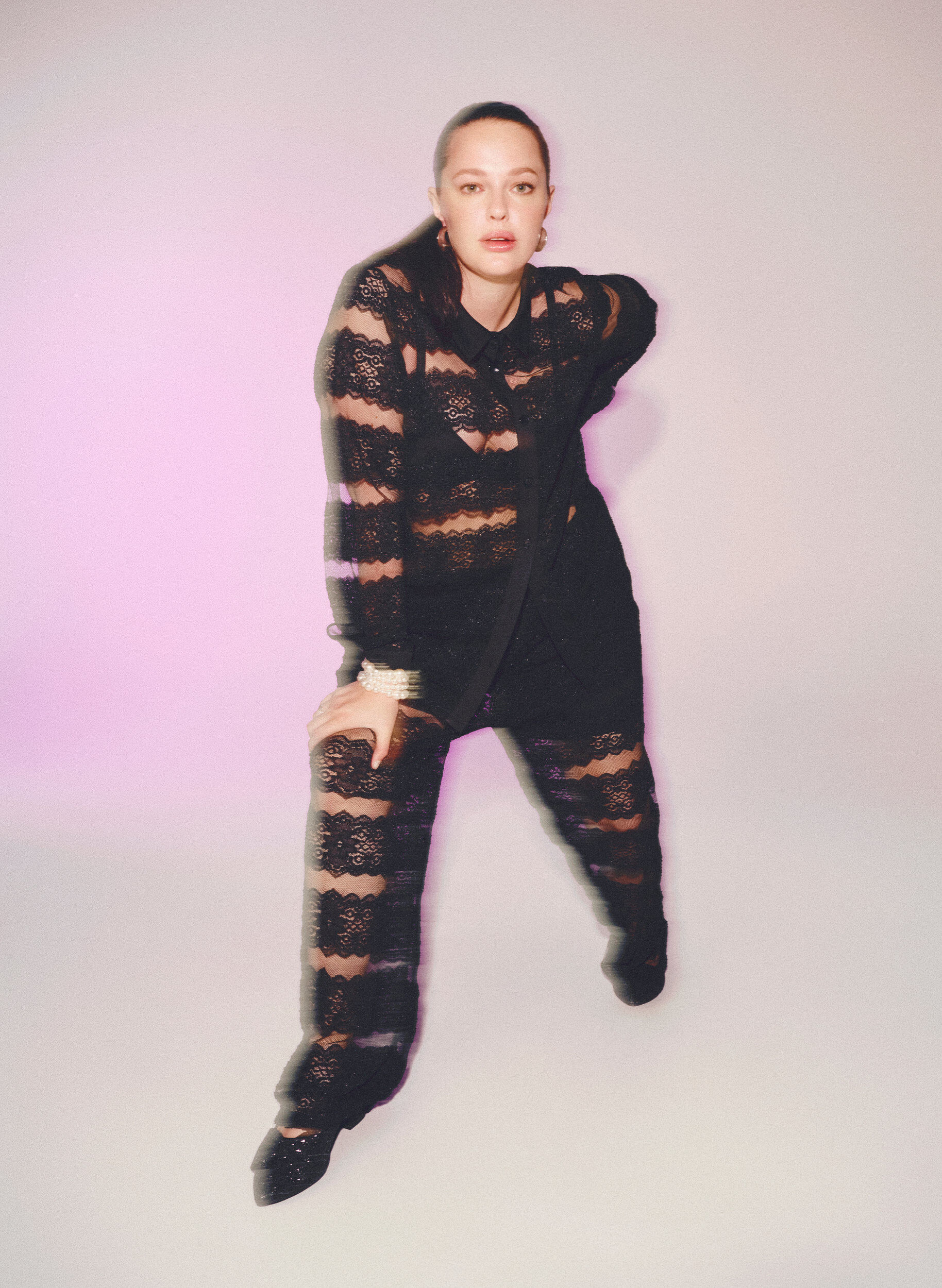 Zizzi L&oslash;s skjorte med blonder og gjennomsiktig mesh, Black, Image image number 0