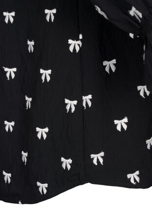 Zizzi Bluse med sløyfer og 3/4-ermer, Black White Bow, Packshot image number 4