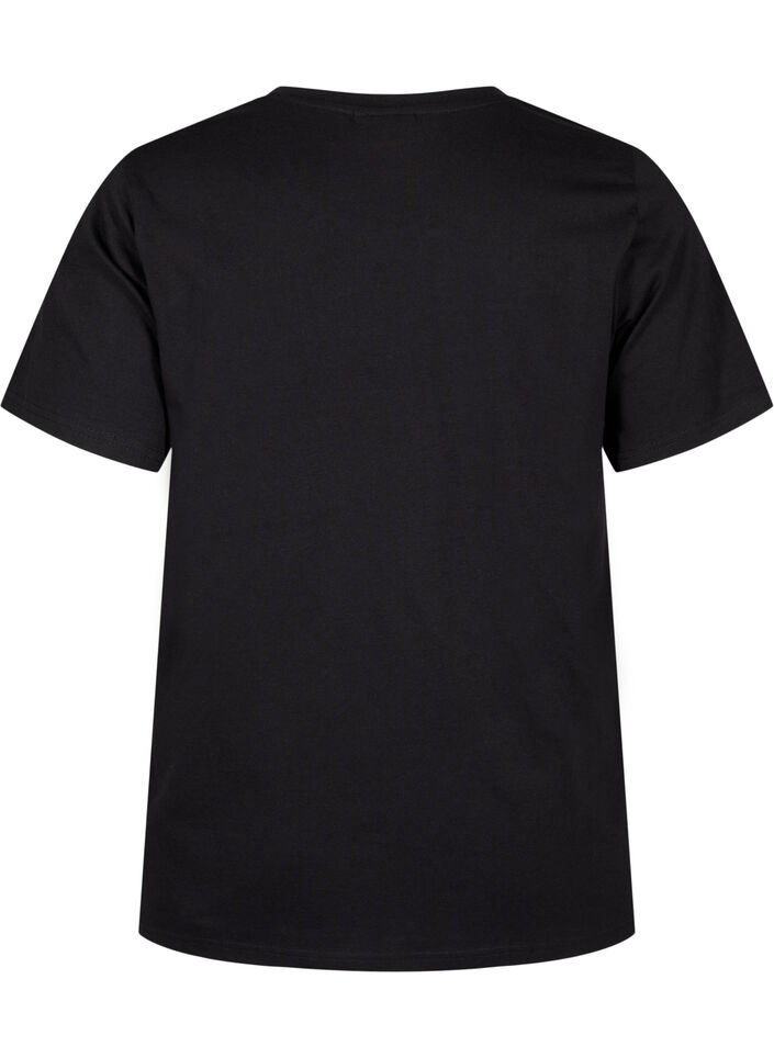 T-skjorte i økologisk bomull med sløyfedetaljer, Black, Packshot image number 1