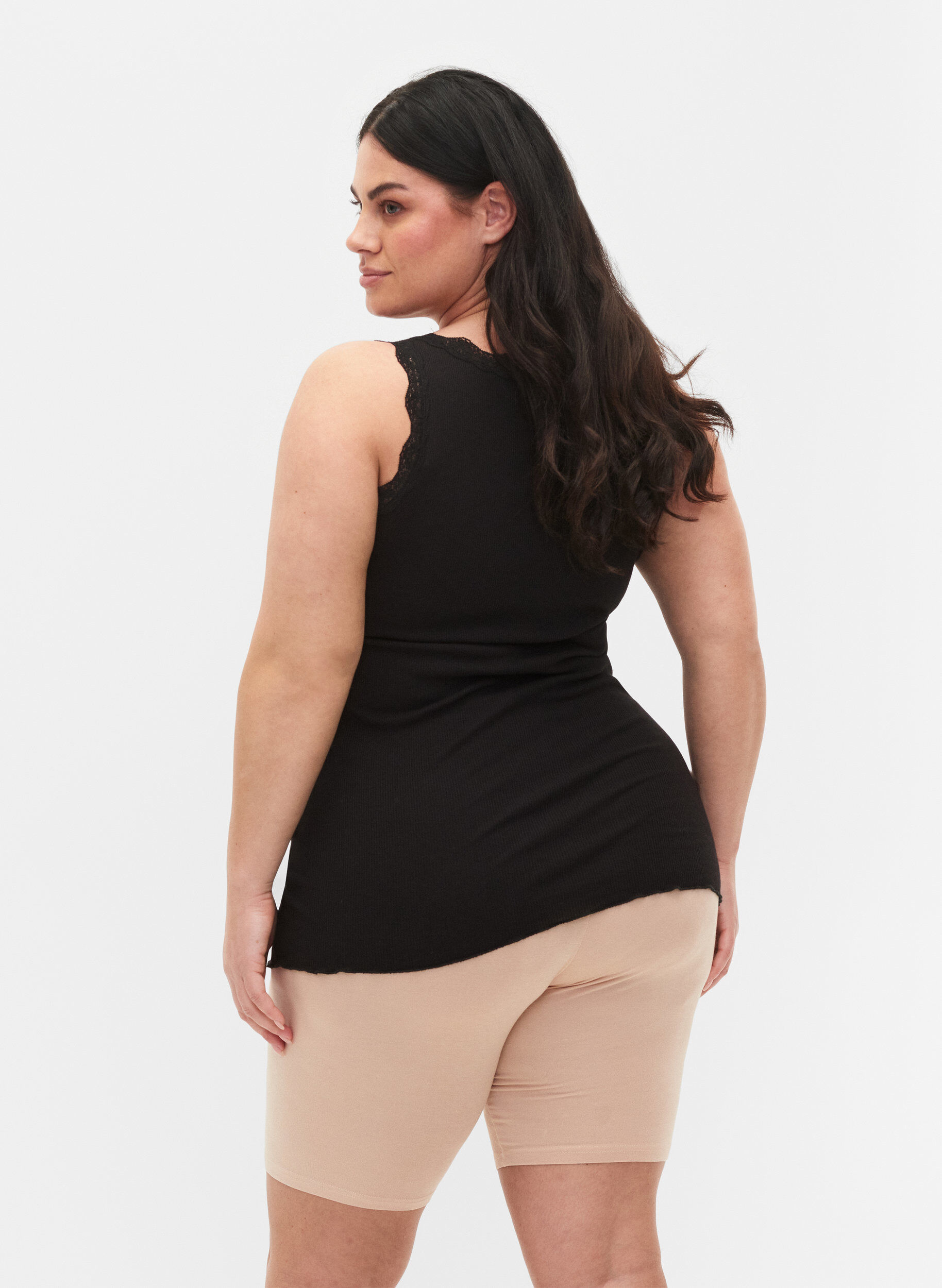 ZizziSykkelshorts i viskose, 2 stk., Beige, Model image number 2