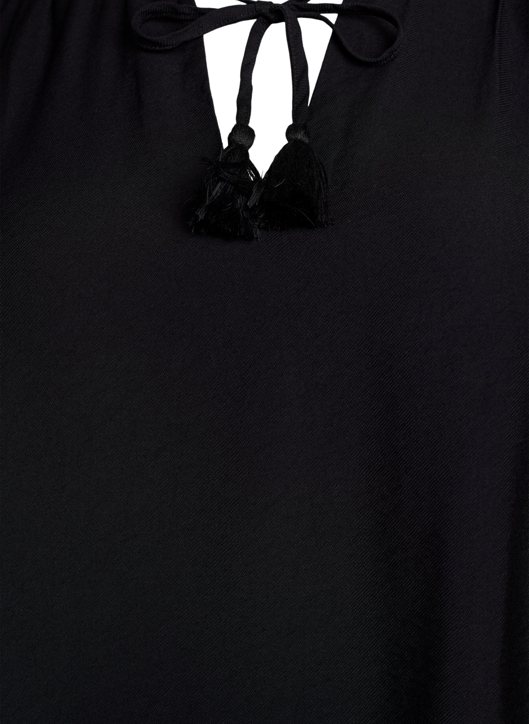 Zizzi Kort A-linjekjole med volanger, Svart, Packshot image number 2