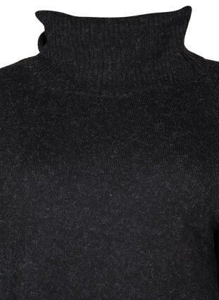 Melert strikket poncho med rullekrage, Dark Grey Melange, Packshot image number 2