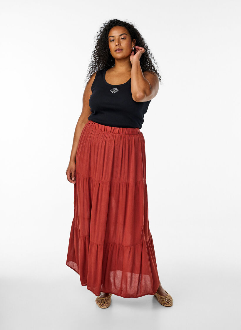 Figurnær topp med motiv, Svart, Model image number 1