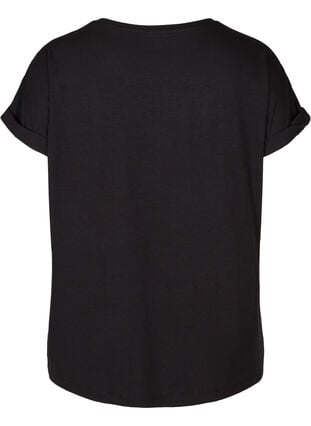 T-skjorte i viskosemiks med rund hals, Black, Packshot image number 1