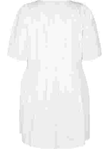 Skjortekjole i bomull med puffermer, Bright White, Packshot image number 1