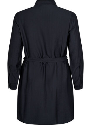 Zizzi Skjortekjole med knytebelte og lange ermer, Svart, Packshot image number 1