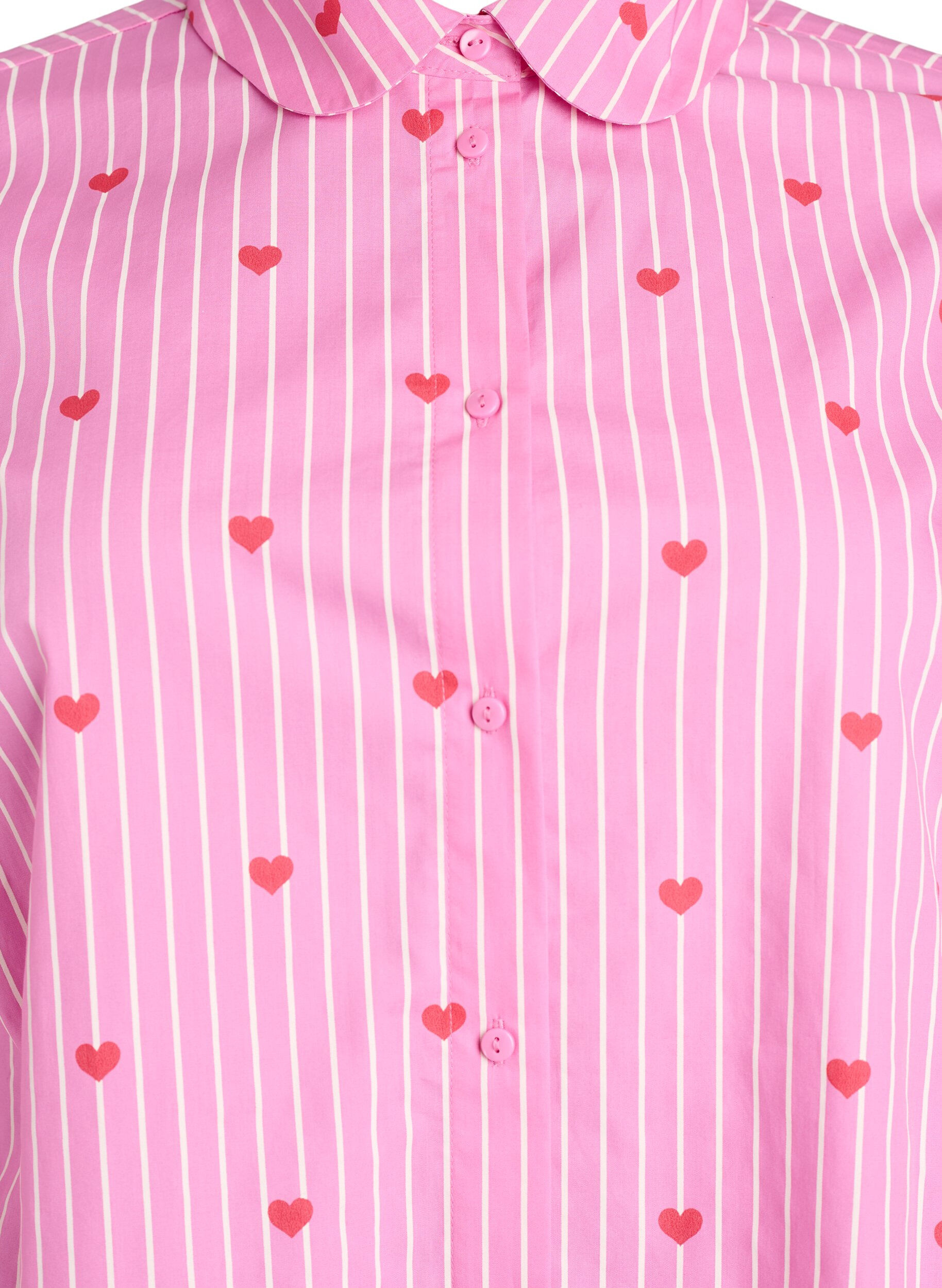 ZizziSkjortebluse med striper og hjerter, Rosa, Packshot image number 2