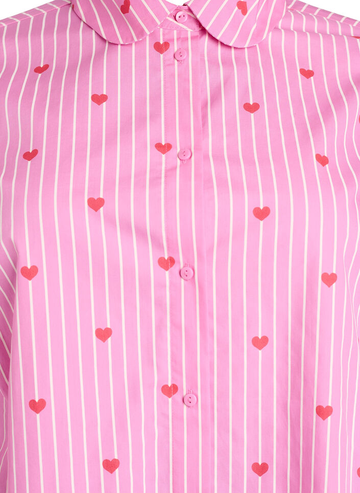 Skjortebluse med striper og hjerter, Rosa, Packshot image number 2