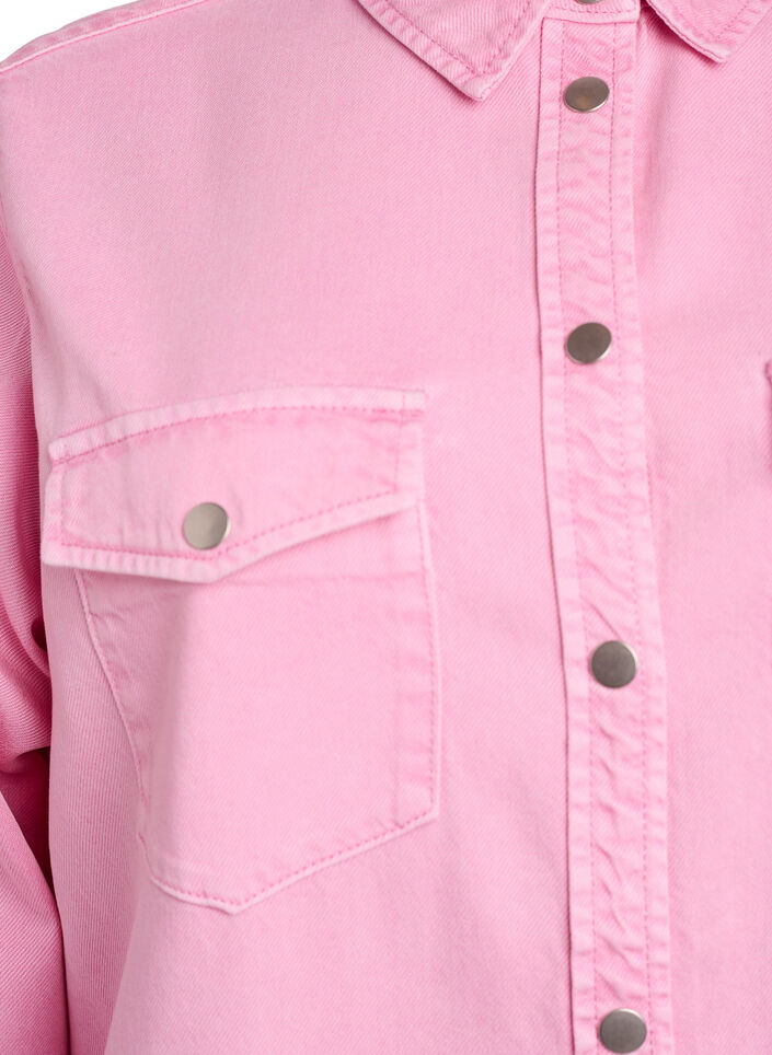 Denimskjorte med brystlommer, Rosa, Packshot image number 2