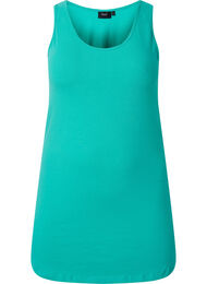 Ensfarget basistopp i bomull, Aqua Green