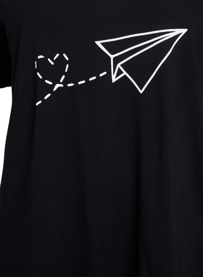 Nattkjole i økologisk bomull med V-hals, , Packshot image number 2