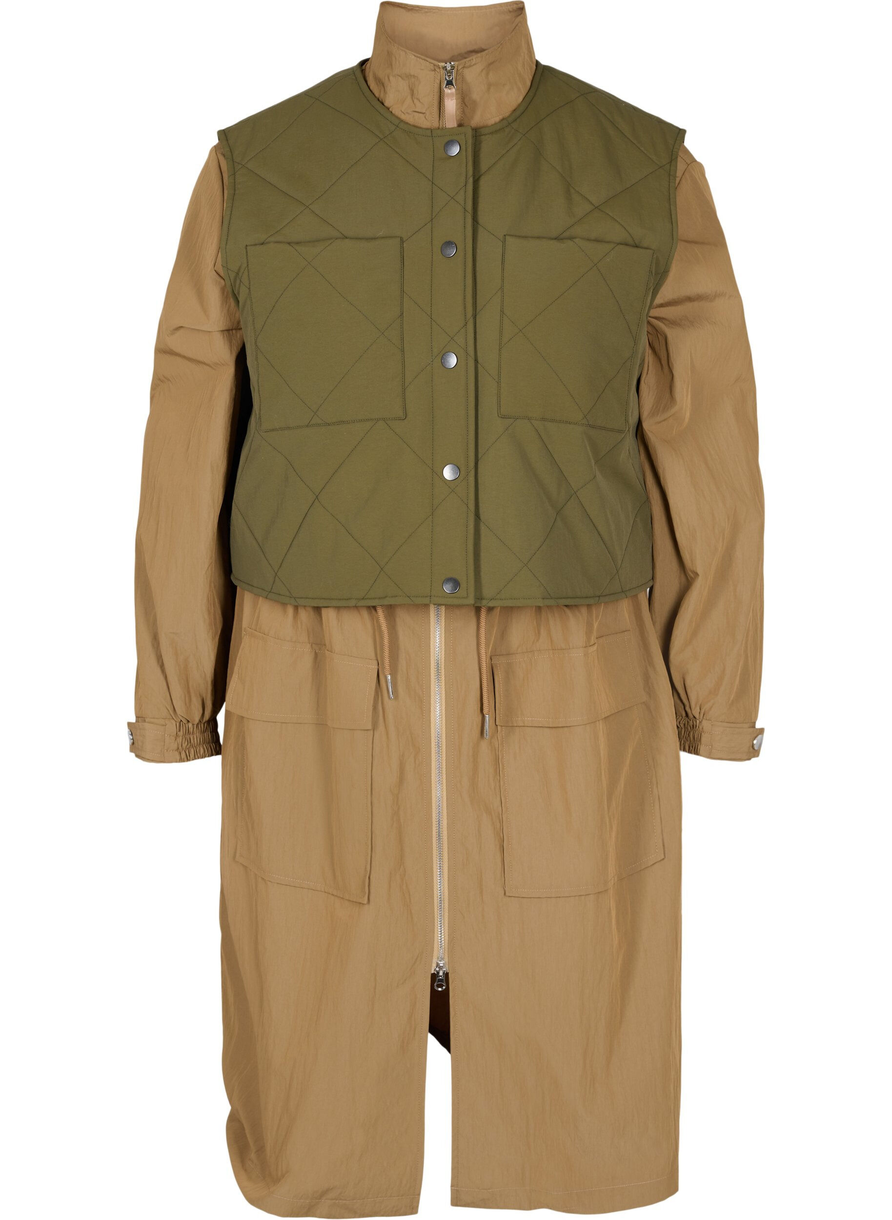 Zizzi Parkas med avtagbar vest, Ermine w. Grape Leaf, Packshot image number 0