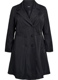 A-line v&aring;rjakke med dobbeltradede knapper, Svart