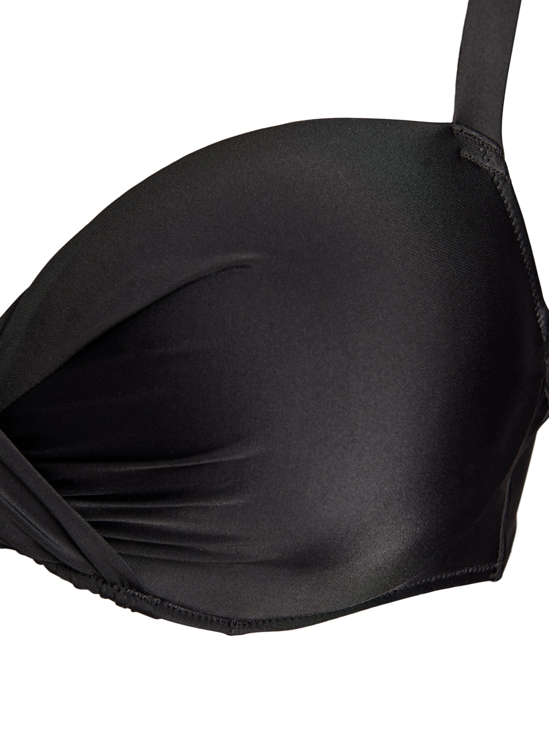 ZizziBikinitopp med b&oslash;yle og drapering, Svart, Packshot image number 2