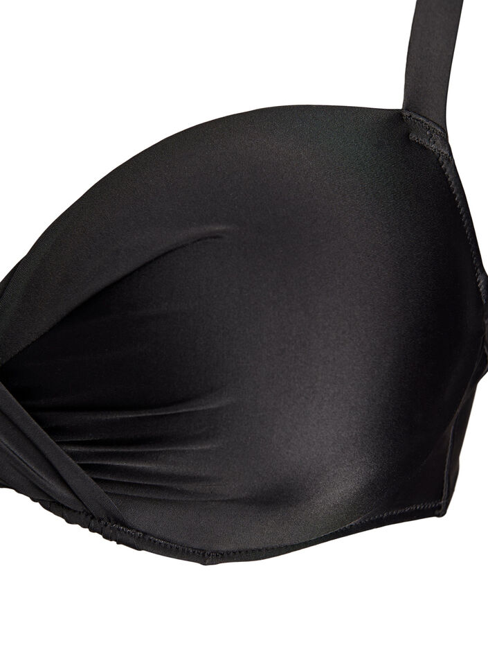 Bikinitopp med b&oslash;yle og drapering, Svart, Packshot image number 2