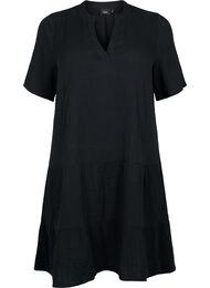 Kortermet kjole i 100 % bomull, Black
