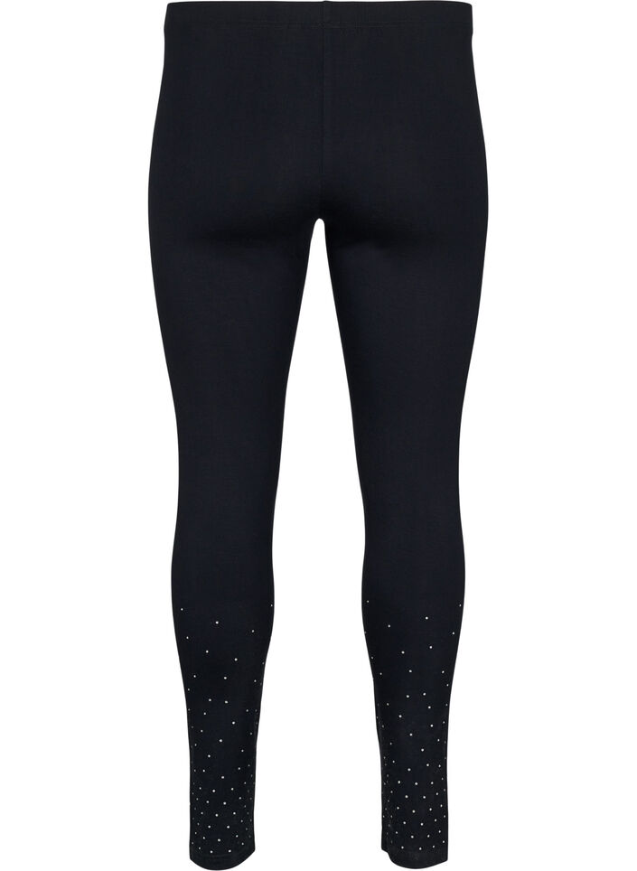 Leggings i viskose med stener, Black, Packshot image number 1