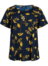 FLASH - Bluse med korte ermer og mønster, Night Sky Yellow AOP