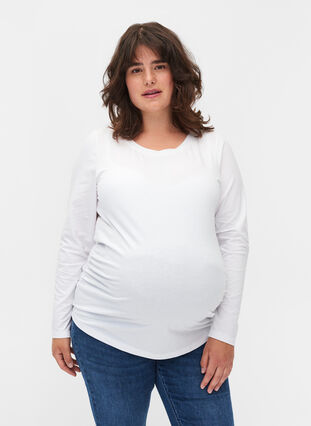 Basisbluse til gravide med lange ermer, White, Model image number 0