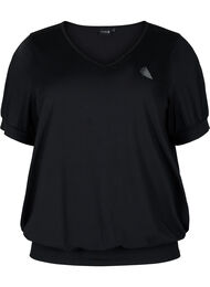 Ensfarget trenings T-skjorte med V-hals, Black