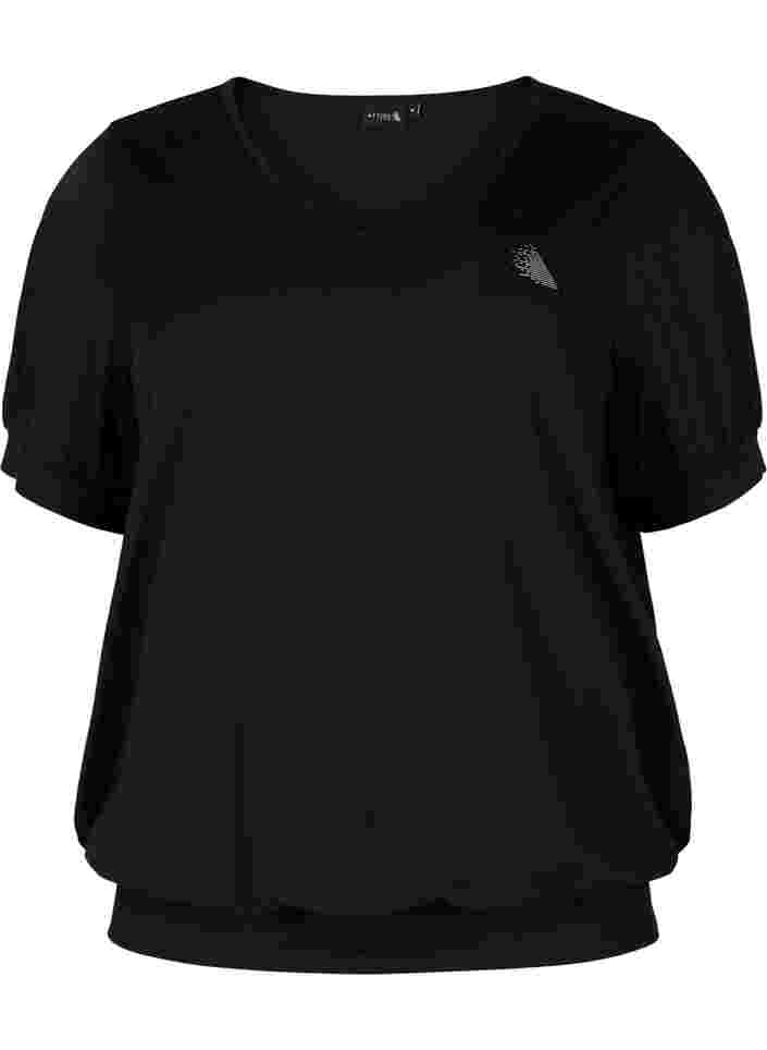 Ensfarget trenings T-skjorte med V-hals, Black, Packshot image number 0