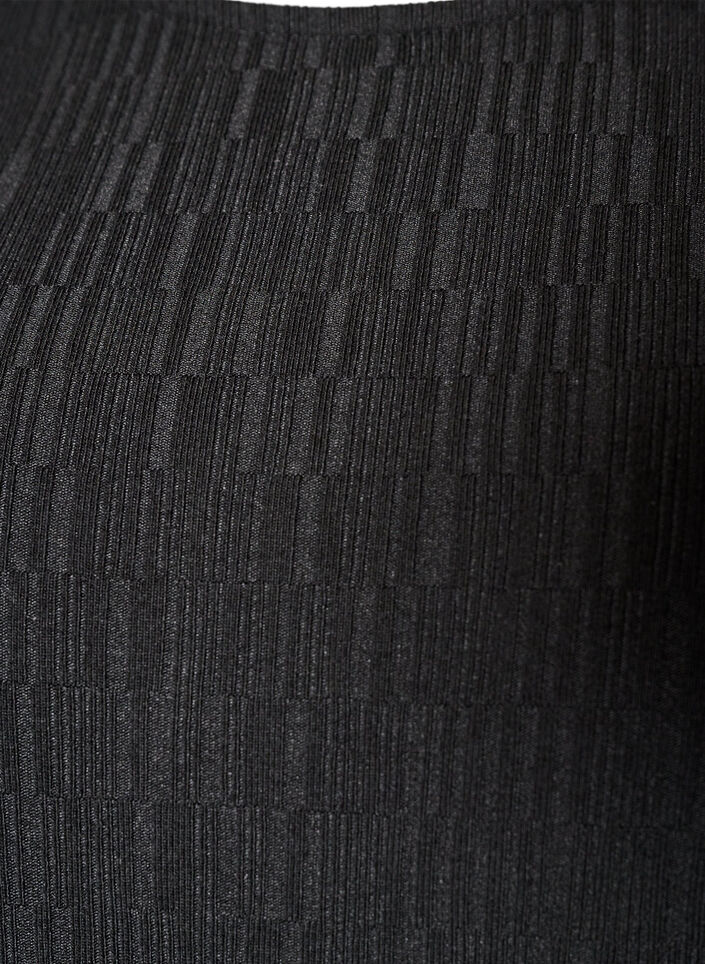Bluse med tekstur og 3/4 ermer, Svart, Packshot image number 2