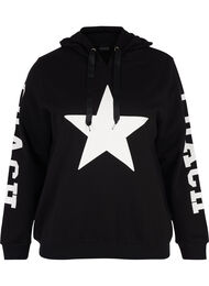 Sweatshirt med hette, Black w. white star