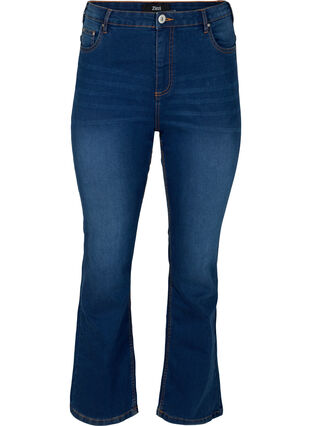Ellen bootcut jeans med høyt liv, Blue denim, Packshot image number 0