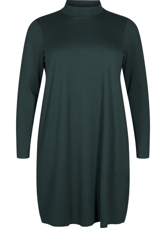 FLASH - Kjole med lange ermer og turtleneck, Grønn, Packshot image number 0