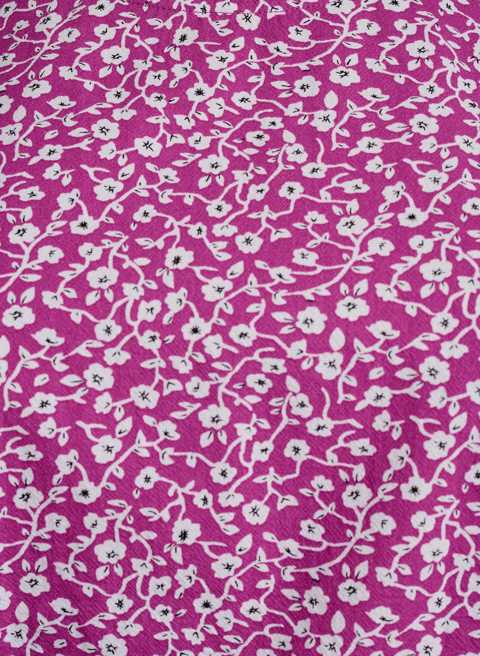 Zizzi Bomullsbluse med trykk og korte ermer, Lilla, Packshot image number 2