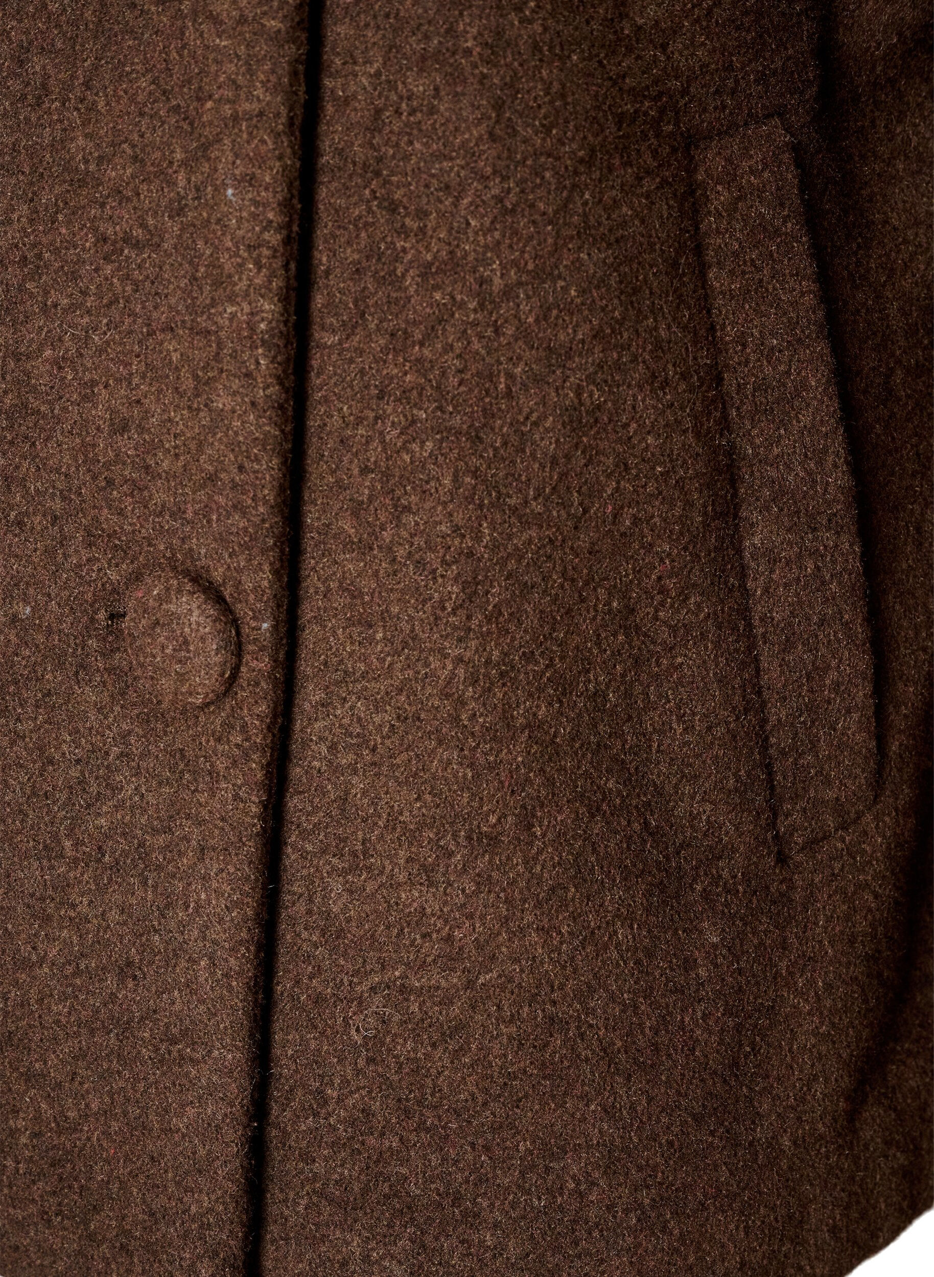 ZizziKort jakke med asymmetrisk knappelukking, Brun, Packshot image number 3
