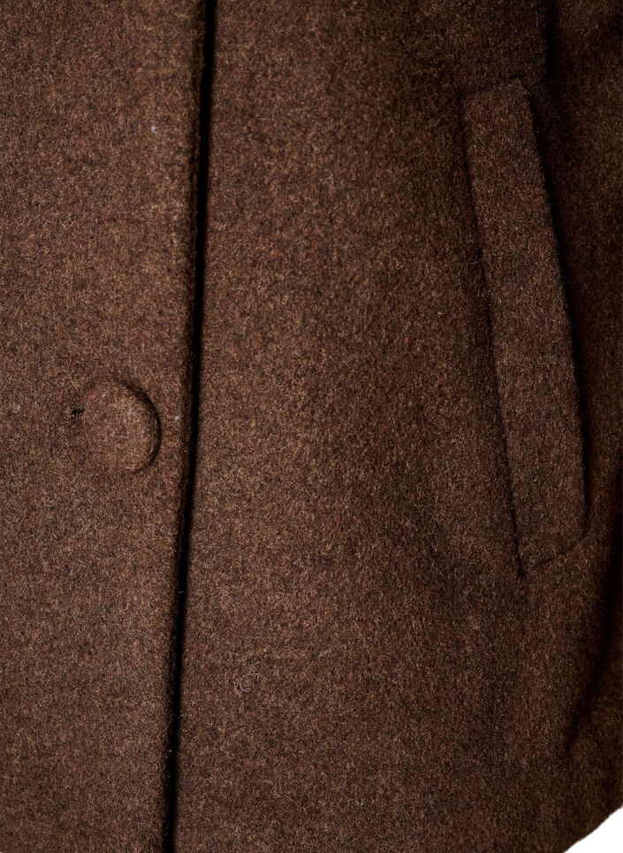 Kort jakke med asymmetrisk knappelukking, Brun, Packshot image number 3