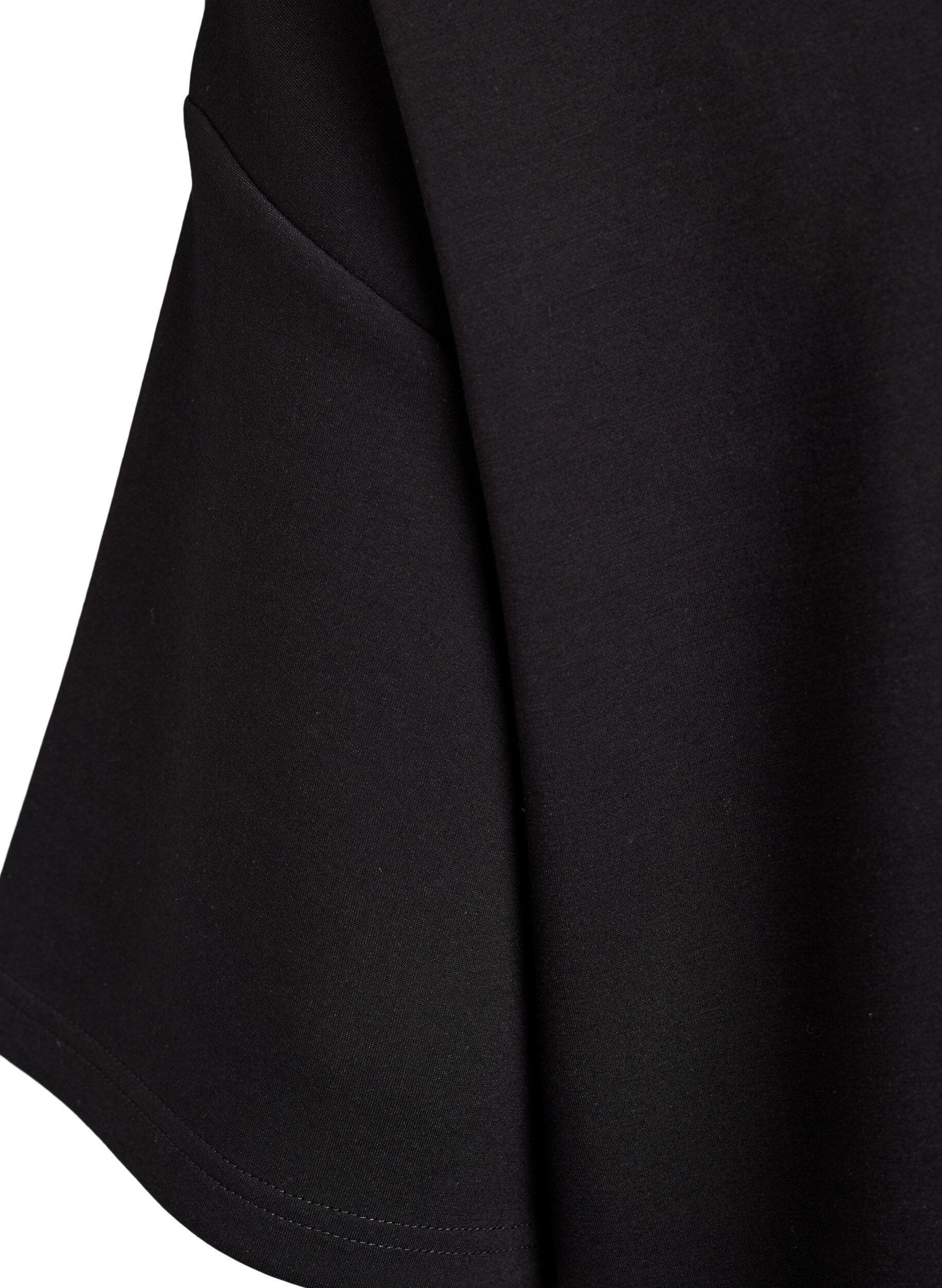 Zizzi T-skjortekjole i jersey med splitt i sidene, Svart, Packshot image number 3