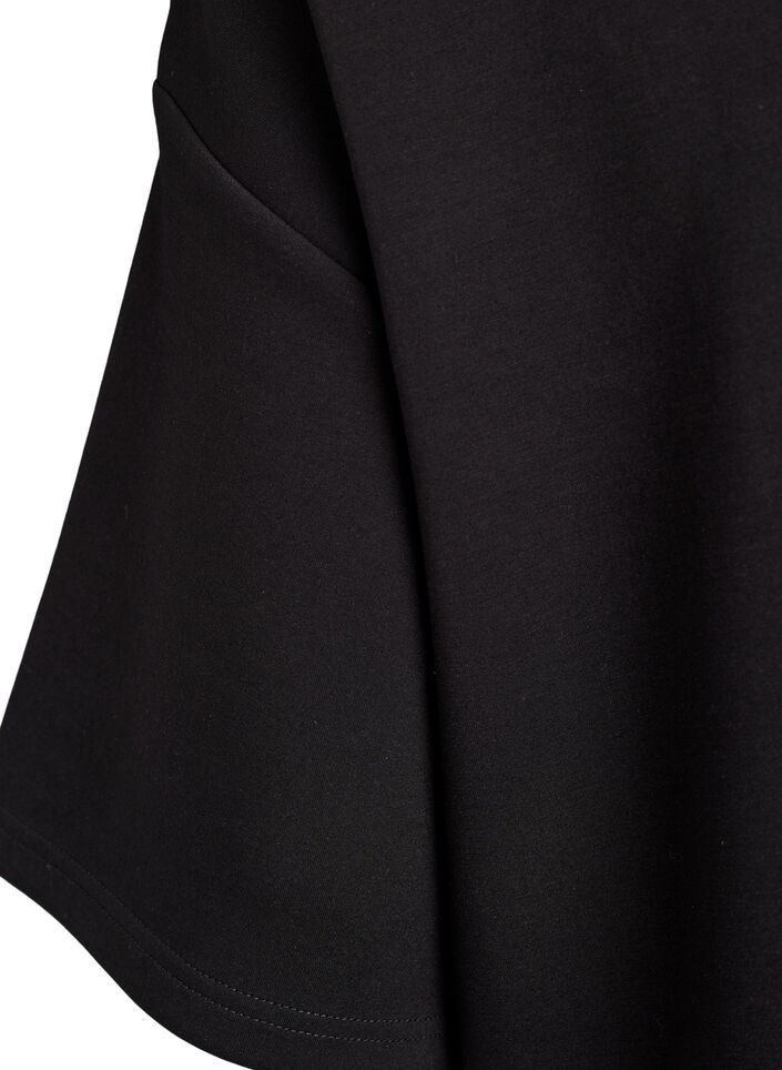 T-skjortekjole i jersey med splitt i sidene, Svart, Packshot image number 3