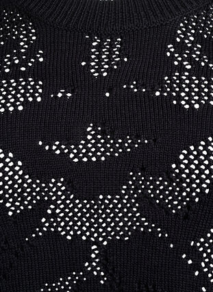 Zizzi Strikket bluse med åpent mønster og 3/4-ermer, Black, Packshot image number 2