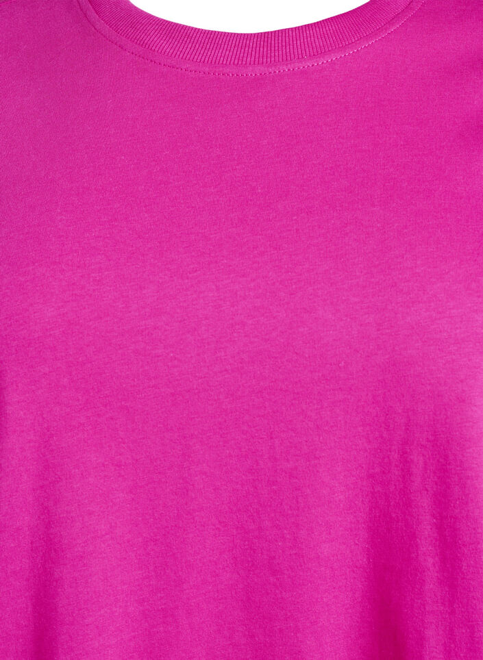 Basic T-skjorte i bomull med rund hals, Rosa, Packshot image number 2