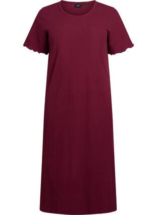 Zizzi Maxikjole i jersey med korte ermer, Mørk Bordeaux, Packshot image number 0
