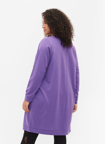 Kjole med V-hals, Deep Lavender, Model image number 1