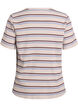 Ribbet T-skjorte med striper og knappedetalj, Lilla, Packshot image number 1