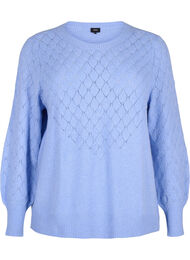 Genser med blondemønster, Cornflower Blue Mel.